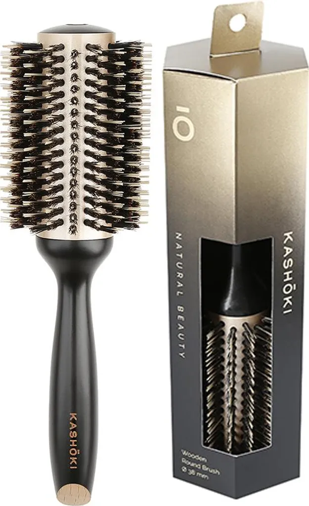 Brosse ronde en bois Kashōki 38mm pour brushing et volume des cheveux