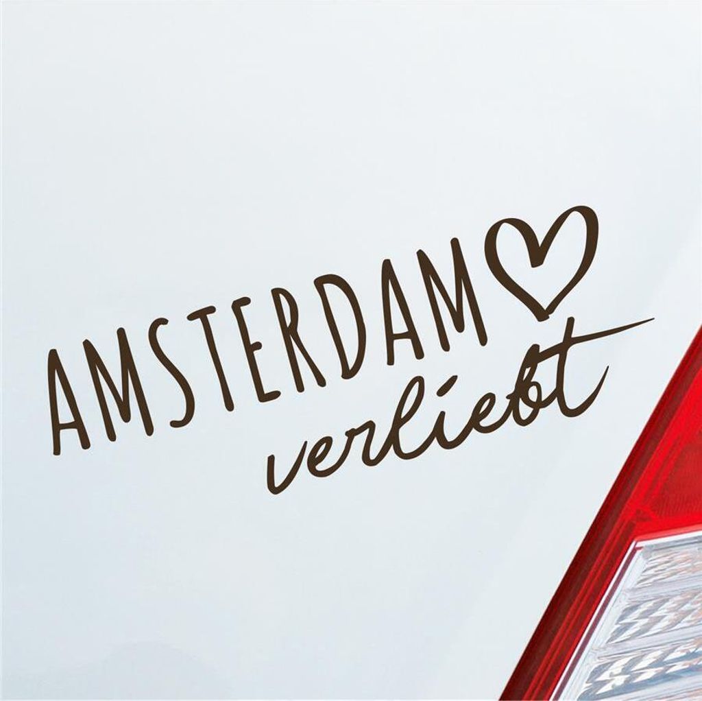 Auto Aufkleber Amsterdam verliebt Holland Herz Stadt Heimat Liebe Car 19x7 cm Braun Sticker Heckscheibenaufkleber