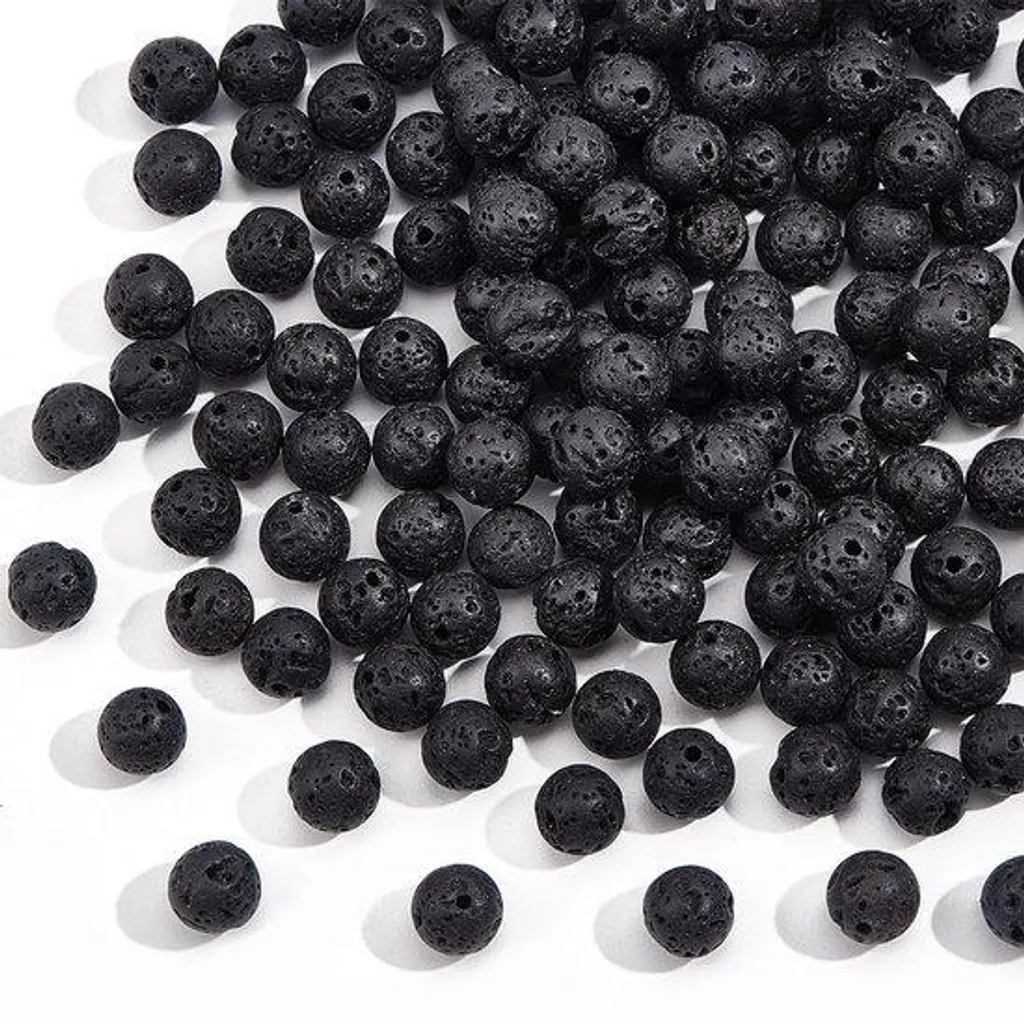 Perles de lave noire naturelle 8mm, lot de 150 pièces pour bijoux DIY
