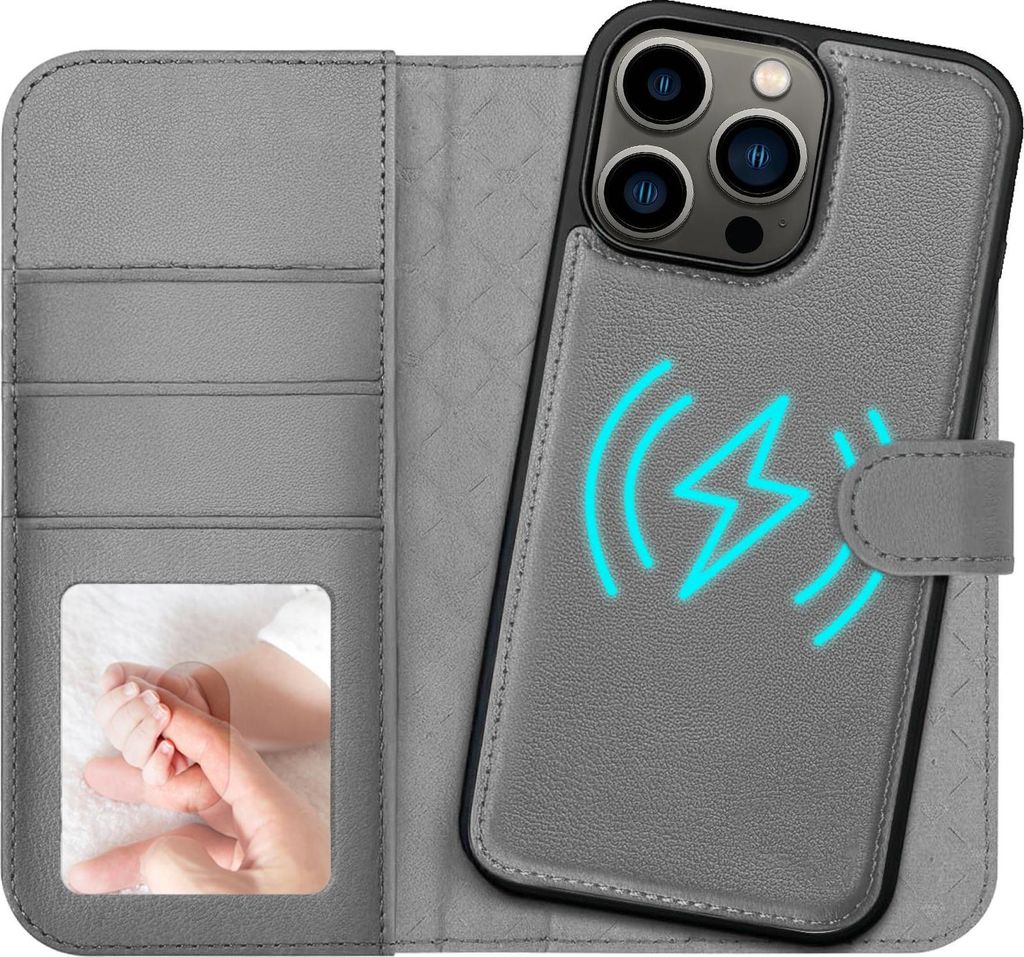 2in1 Magnet Wallet Handyhülle für iPhone 13 Pro Hülle RFID Schutz, abnehmbare Magnet Hülle, MagSafe kompatibel, stoßfestes Case mit Fotofenster