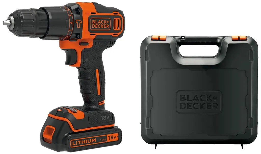Perceuse à percussion sans fil 18V BLACK+DECKER avec batterie et boîte