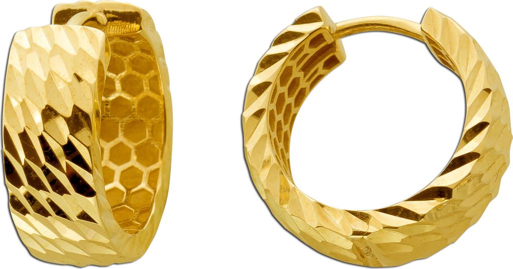 Creolen Gelbgold 333 8 Karat diamantiert halbmassiv