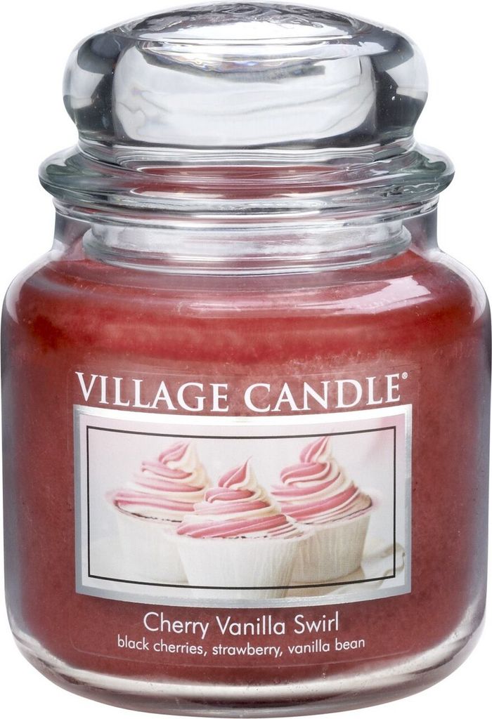 Village Candle Jar medium 411g Cherry Vanilla Swirl