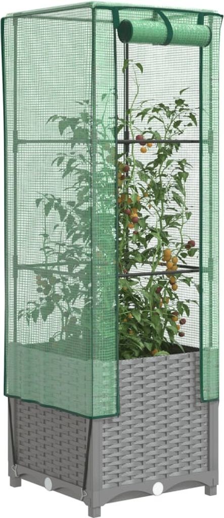 Maison Exclusive - Hochbeet mit Gewächshaus-Aufsatz Rattan-Optik 40x40x139 cm
