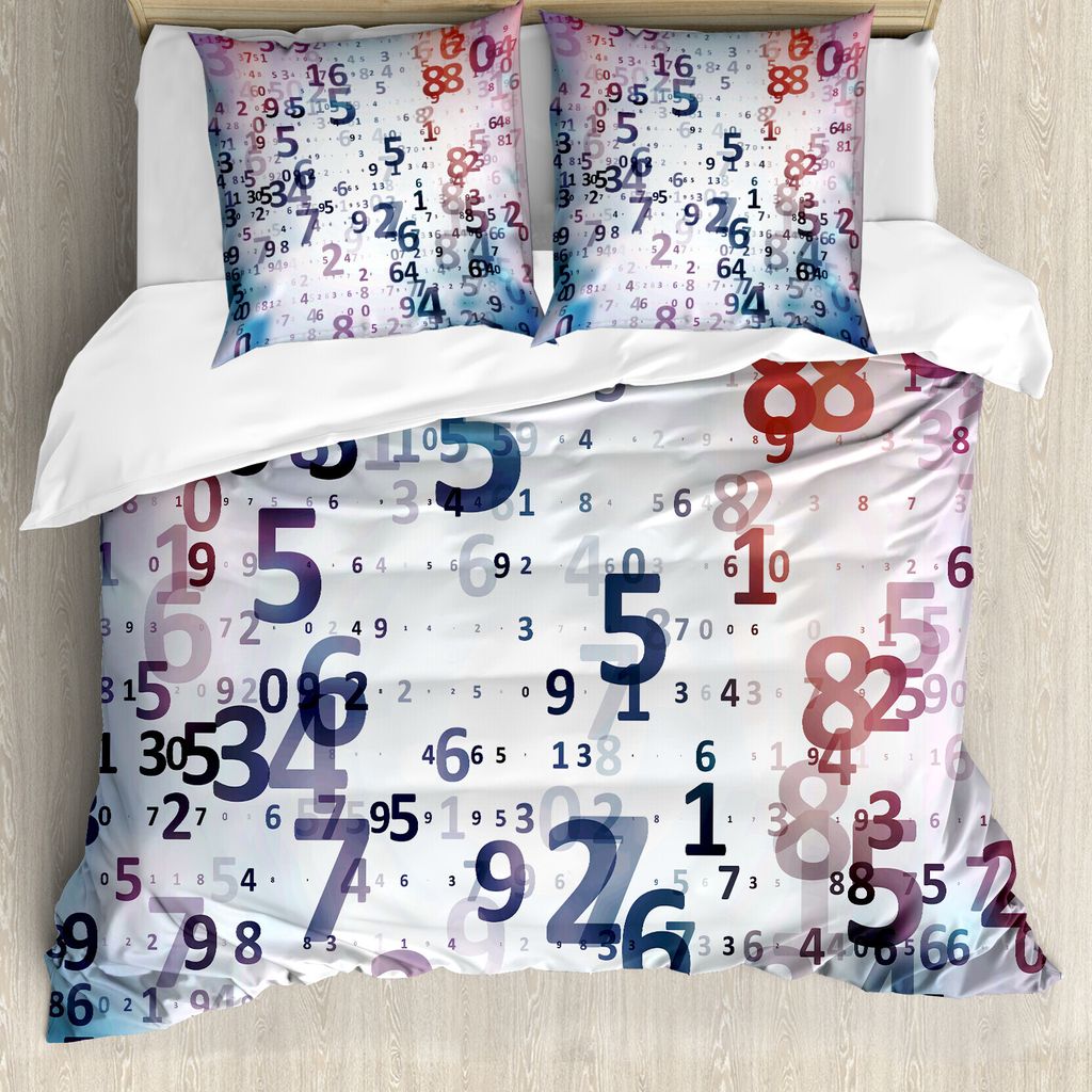 ABAKUHAUS Abstrakt Bettbezug, Digital-Code-Nummern, Milbensicher Allergiker geeignet mit Kissenbezügen, 155 cm x 220 cm - 80 x 80 cm, Teal Schwarz