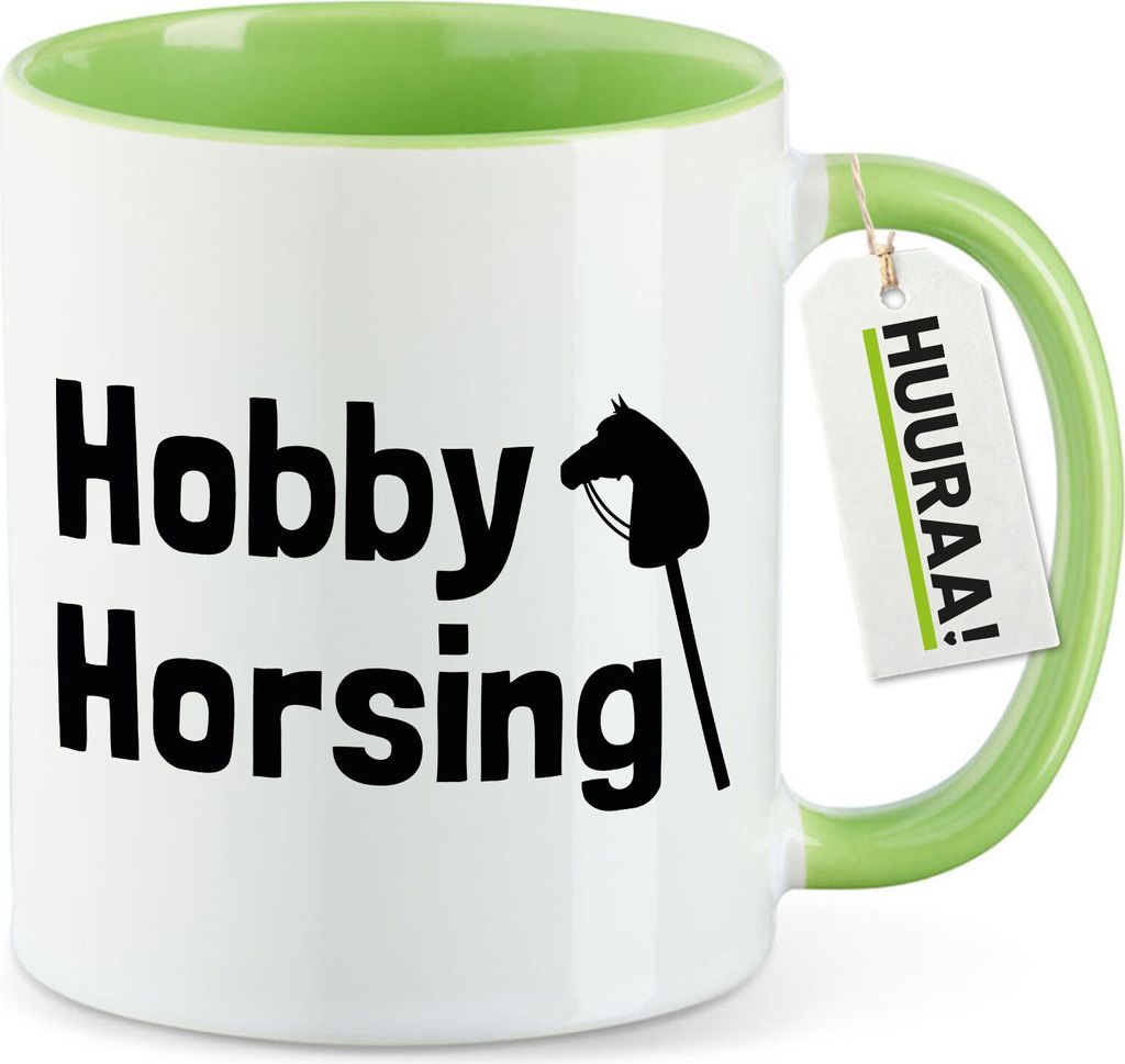 Huuraa Kaffeetasse Hobby Horsing Steckenpferd 330ml Grün Keramik Kaffeebecher Geschenkidee