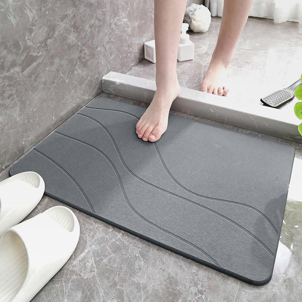 Harte Diatomite Stein Badematte 60x40 cm, Stone Bath Mat Schnelltrocknend, Super Absorbierende Steinmatte Badezimmer Pflegeleicht, rutschfest Kiese...