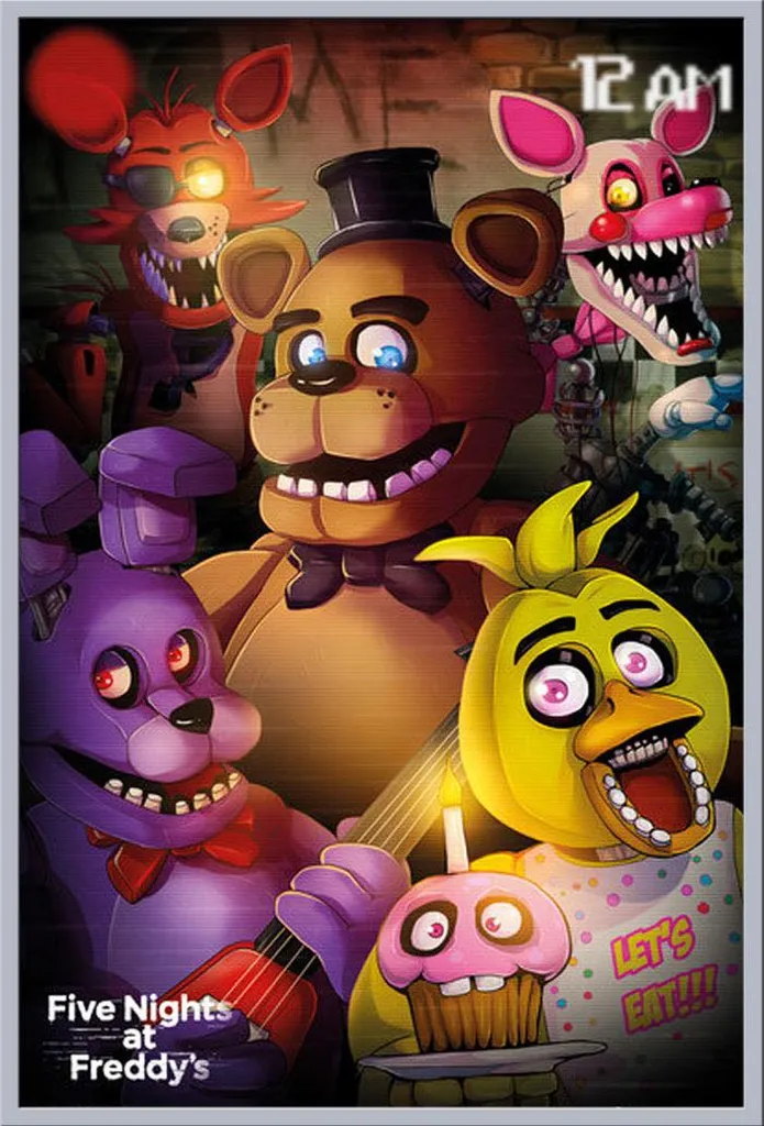 Décoration murale Five Nights At Freddy's avec cadre Shinsuke gris argent