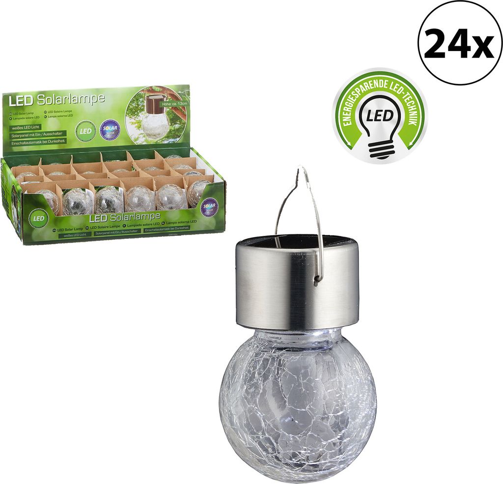 24er Set LED Solarleuchte "Crackle", ca. 6x13cm warmweiß Produktbild 