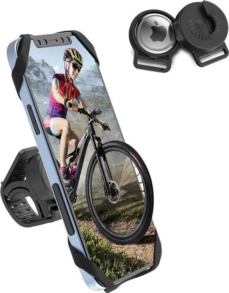 Support téléphone moto 360° avec protection AirTag intégrée noir mat
