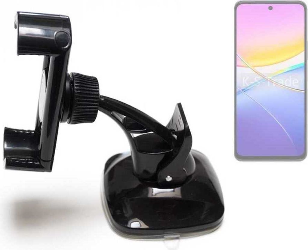 K-S-Trade kompakte Handy-Halterung Windschutzscheibe kompatibel mit Vivo Y37 Pro 5G Armaturenbrett schwarz Autohalterung KFZ Halter Scheiben-Halterung