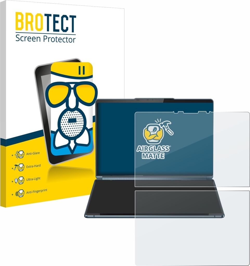 BROTECT Entspiegelungs Schutzglas für Lenovo Yoga Book 9i Gen 9 Schutzfolie Panzer Folie Glas Display Schutz matt