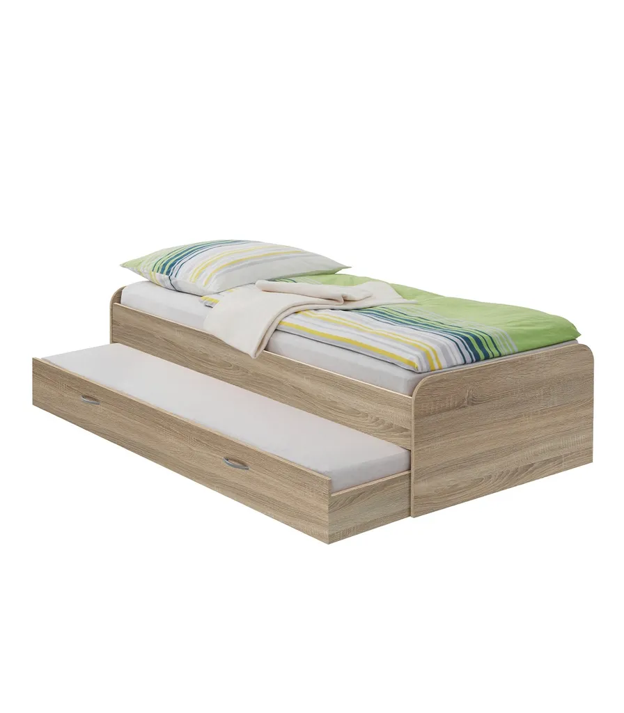 Lit FMD Möbel PEDRO 4 avec couchette d'appoint Chêne 90x200cm 800-004