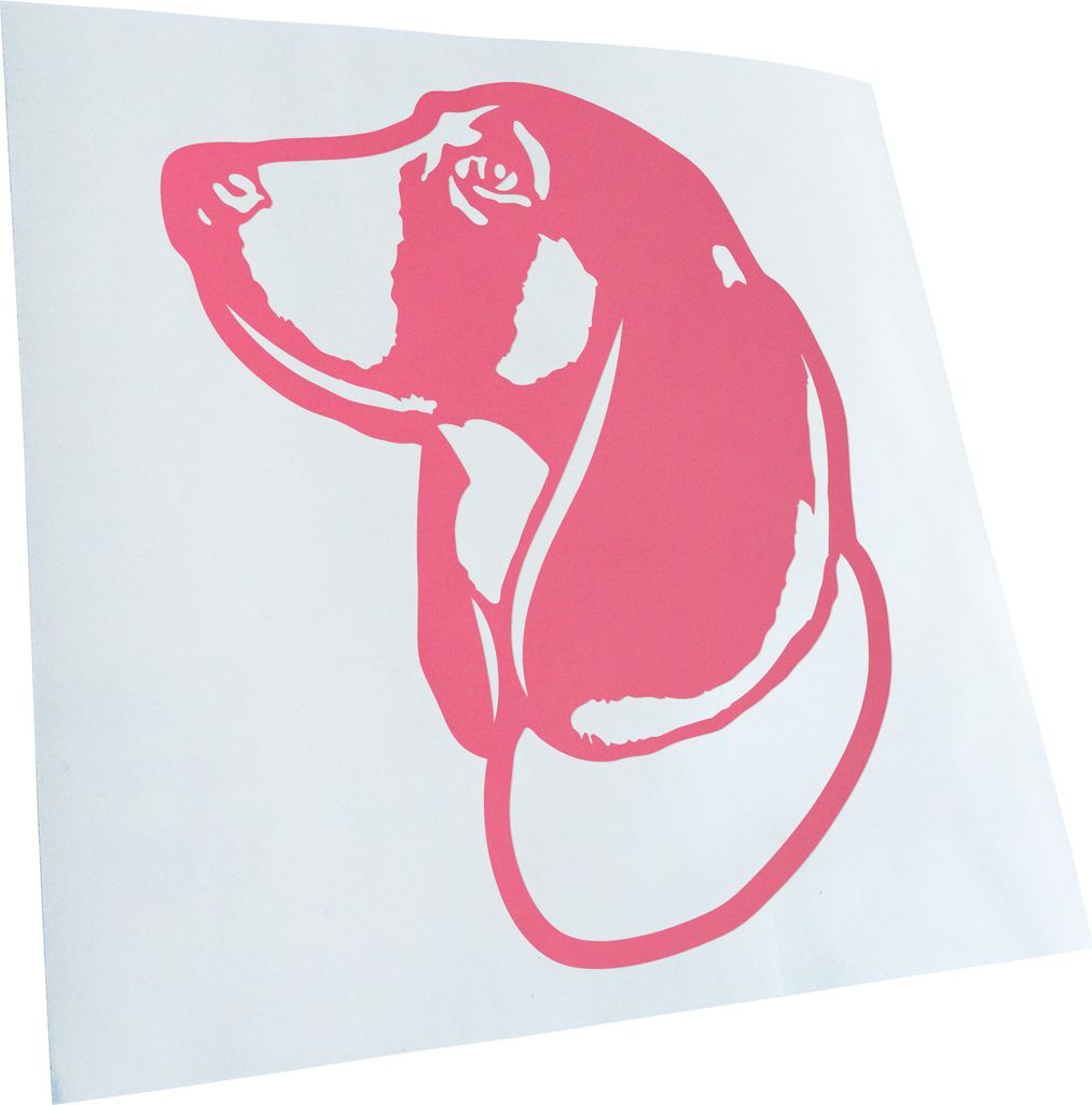 Kiwistar - Autoaufkleber - Baset Hound Hund - Hellrosa - 50x38cm - Aufkleber für Auto, Laptop, Fahrrad, LKW, Motorrad mehrfarbig JDM Decal Racing