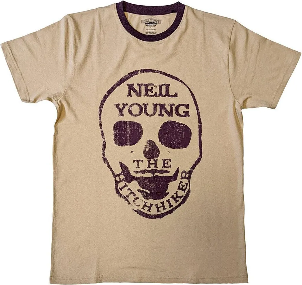 T-shirt Neil Young Hitchhiker fini les vêtements rock de basse qualité en S