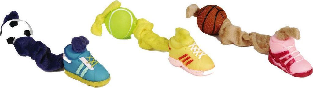 Beeztees Plüschseil mit Vinylball und Schuh - Hundespielzeug - Farblich