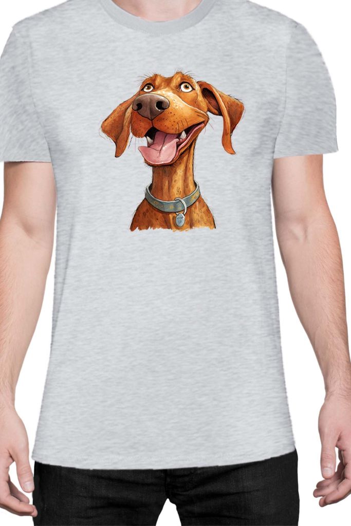 Herren T-Shirt Funny Dogs Breeds Vizsla Dog Breed, Man S / Grau