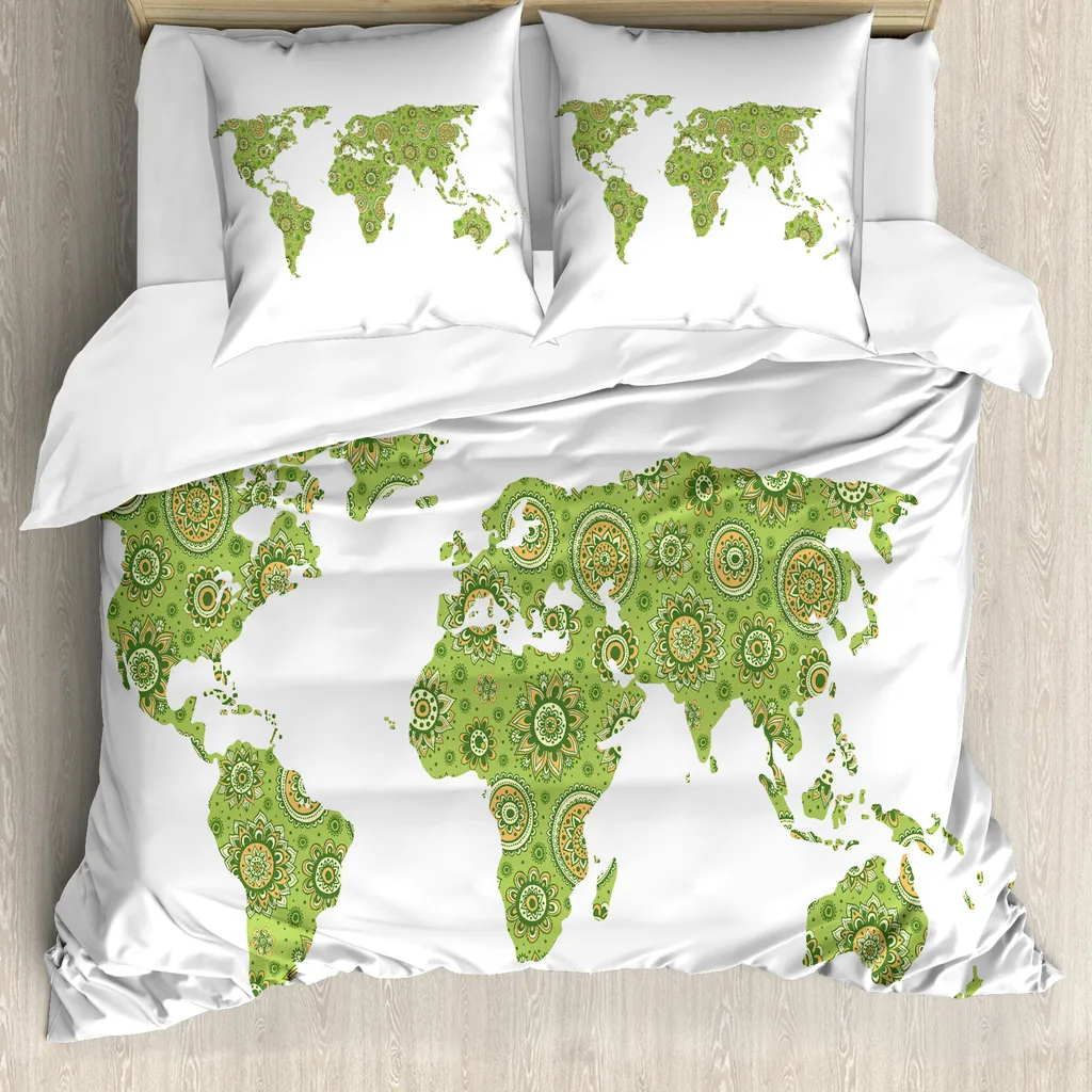 Copripiumino Verde Lime ABAKUHAUS Mappa Mondo - Trend Letto 2026