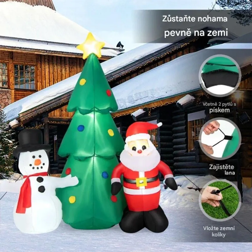 Décoration Noël gonflable 185 cm stable et résistante au vent avec LED - 3