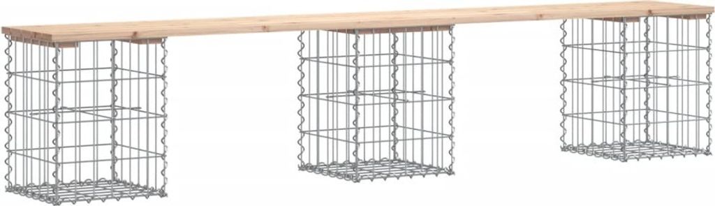 "2026 MODERNE"Gartenbank/Parkbank - Sitzbank elegantes Design - aus Gabionen 203x31x42cm Massivholz Kiefer - Gartenbänke NeuMöbel281281