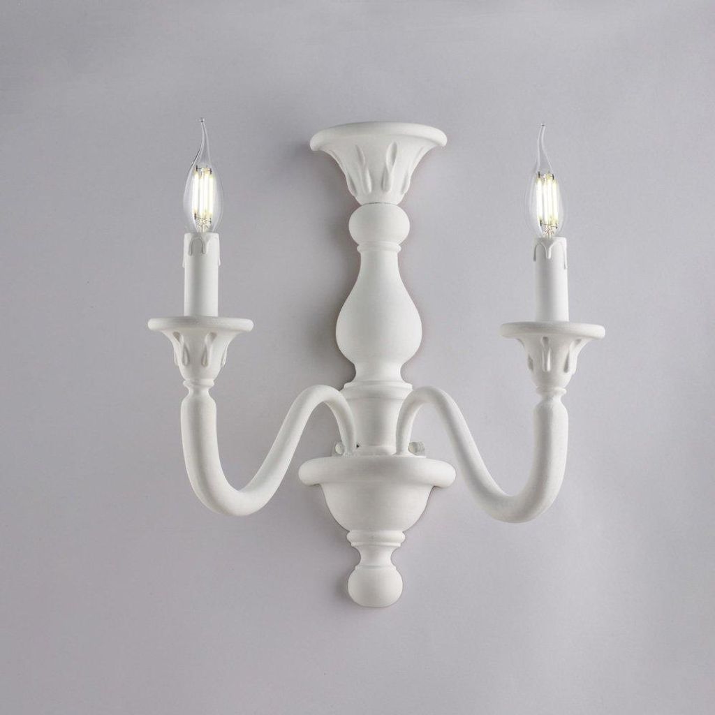 Wandlamp Shabby Chic Lucca, wit, 2 lichtpunten, fitting E14 Productafbeelding 