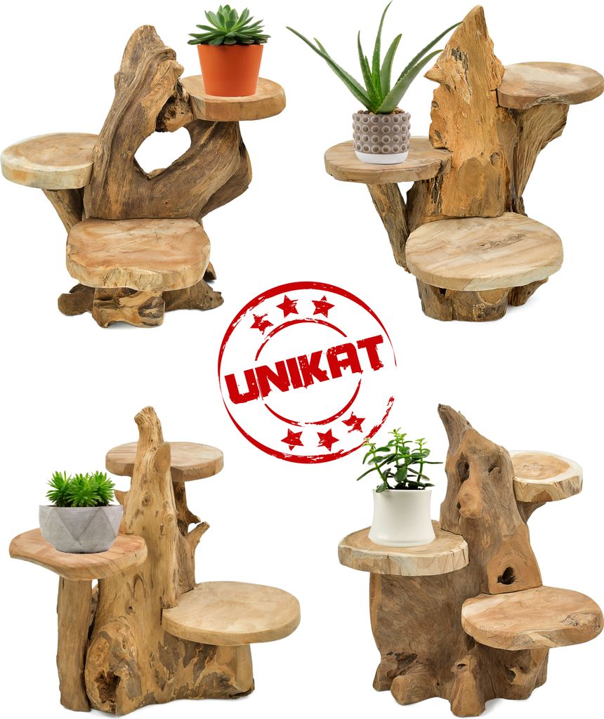 Teak Blumenständer Blumenpodest Pflanzentreppe Ständer Produktbild 3