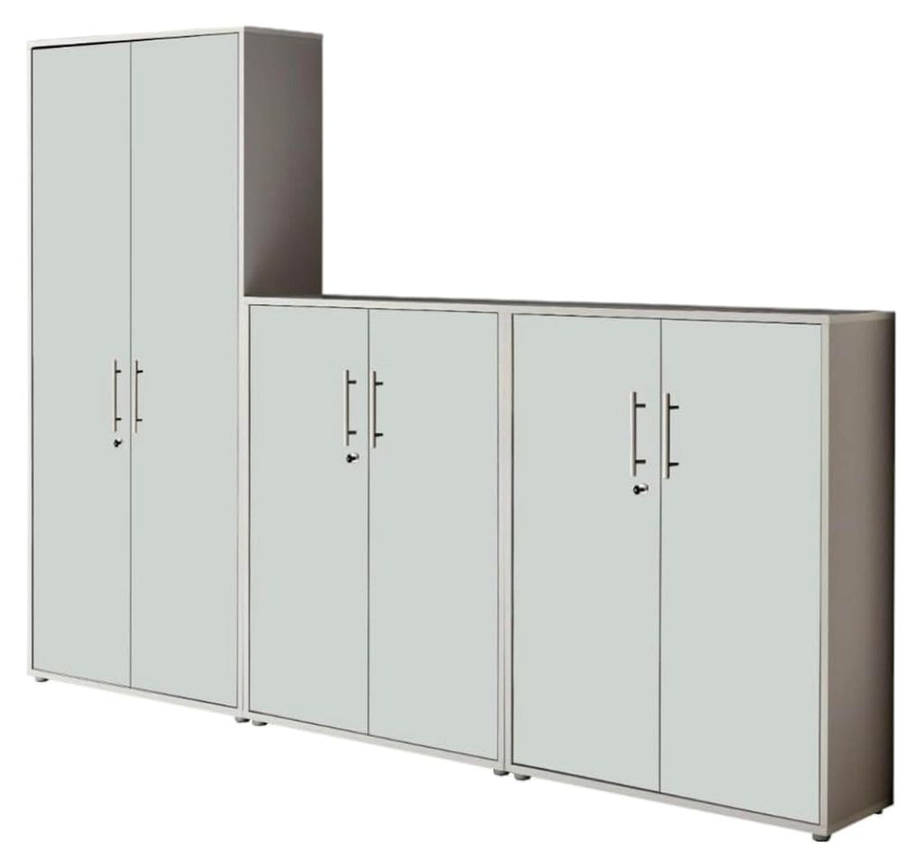 Aktenschrank TABOR 53 Büroschrank Mehrzweckschrank abschließbar mit Metallgriffen (lichtgrau/weiß matt)