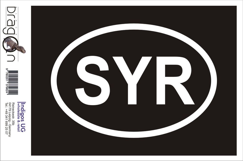 Aufkleber / Autoaufkleber - JDM / Die cut / Auto / OEM - Syrien SYR - 160x110mm gelb - Heckscheibe / Heckscheibenaufkleber
