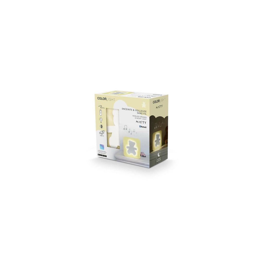 Bigben Bluetooth portabler Lautsprecher COLORLIGHT Misty Bär LED gelb AU385403
