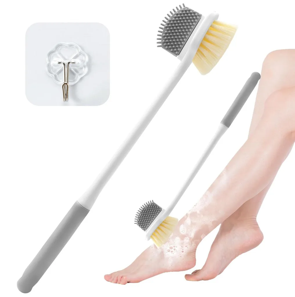 Brosse pour les pieds de 35 cm avec long manche et crochet adhésif