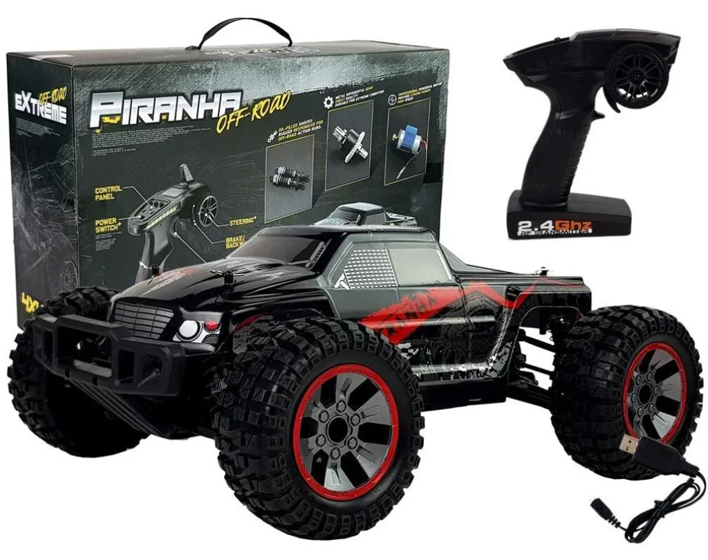 Monster Truck Télécommandé Tout-Terrain 40 km/h - Voiture RC 1:10 Rouge