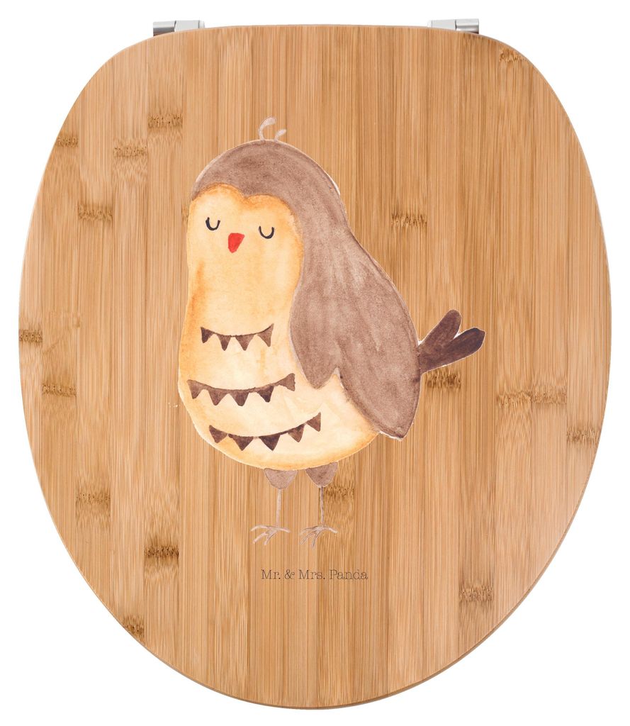 Mr. & Mrs. Panda Klo-Deckel Eule Zufrieden - Transparent - Geschenk, Hochzeitstag, Klodeckel, WC-Sitz, WC Sitz, glücklich, Spruch schön, Klobrill...