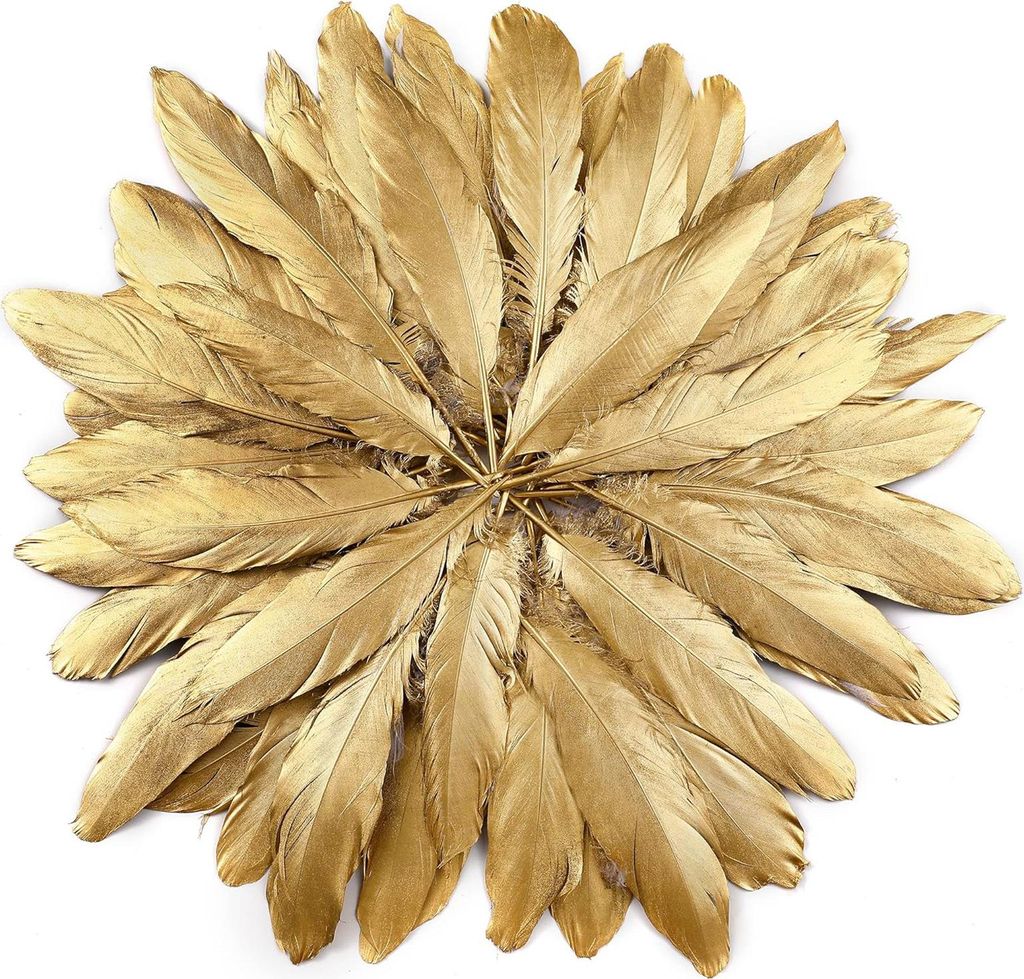 100 Stück goldene Federn, weich, farbecht, geruchsneutral, sicheres Material zur Herstellung von Traumfängern, Weihnachten, Ostern, Kleidung, Hoc...