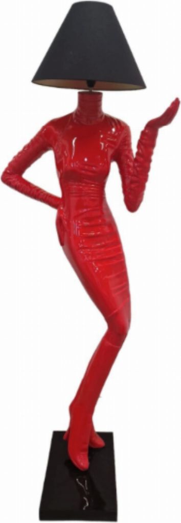 große moderne Stehlampe als Frauenfigur rot / Lady Lampe 185cm hoch Beleuchtung - GFK - vergrößert - für innen