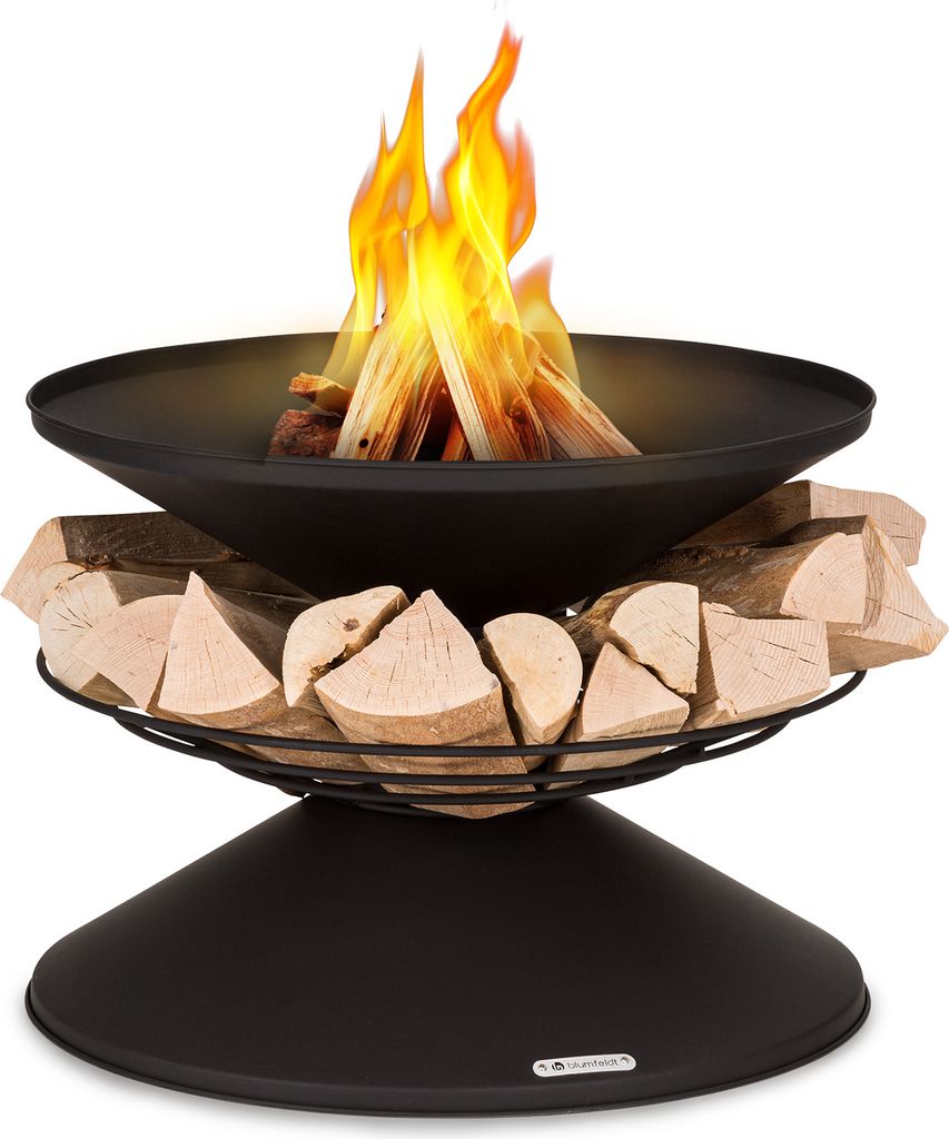 Blumfeldt Feuerschale, Wetterfeste Feuerschale mit Grillrost & Funkenschutz, Stahl-Feuerschalen Klein, Feuerstelle mit Grill für Terrasse & Garten...