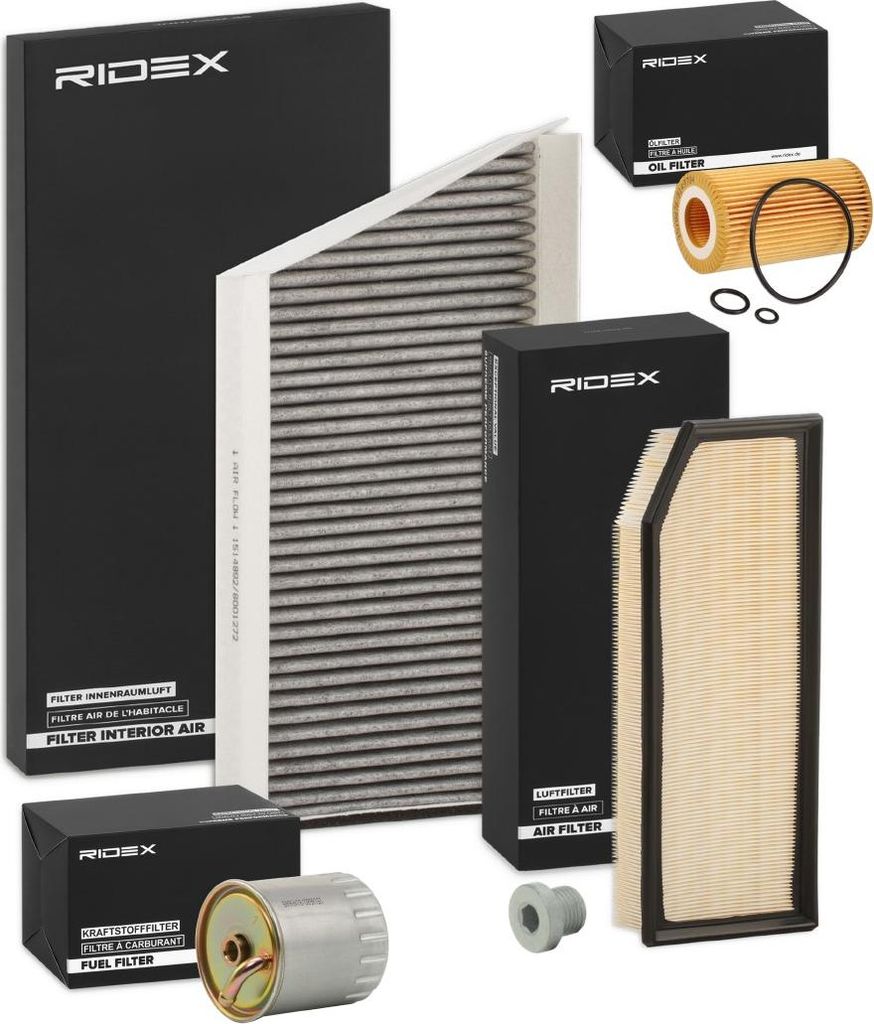RIDEX Filterset Inspektionspaket Filtersatz passend für MERCEDES-BENZ C-Klasse Limousine (W203) C-Klasse T-modell (S203) CLK (C209)
