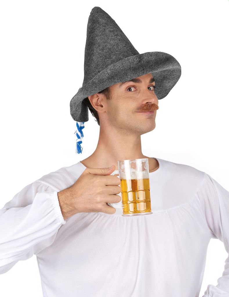 Špičatý bavorský klobouk pro dospělé šedý Obrázek produktu 