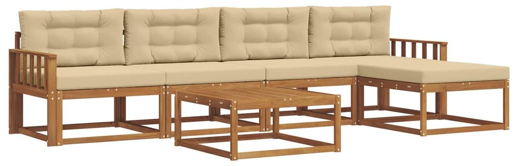vidaXL Outdoor-Sofagarnitur mit Kissen 6 pcs Natur und Beige
