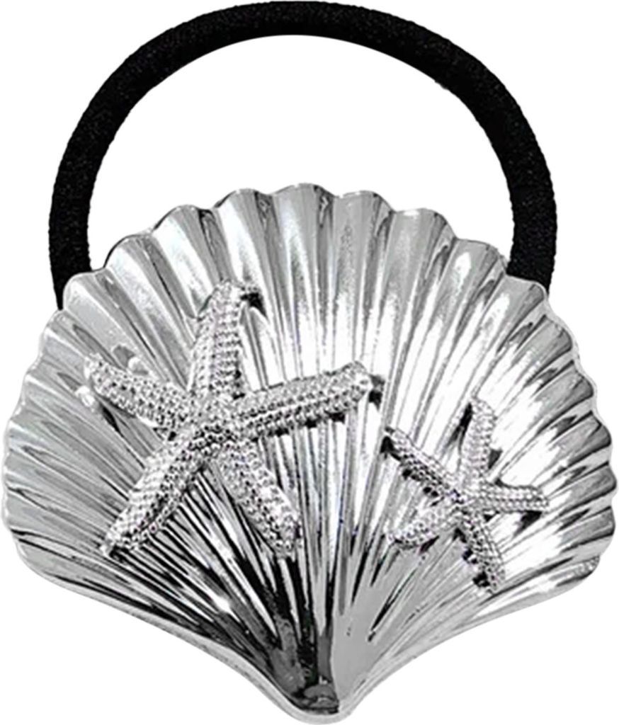 Haargummi mit silbernem fein verziertem Muscheldesign