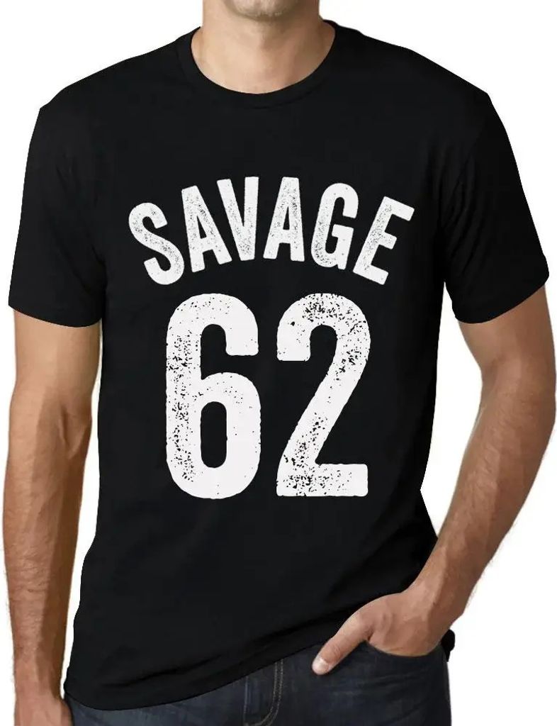 Herren Grafik T-Shirt Savage 62 Geschenk 62. Geburtstag Jahrestag 62 Jahre Jubiläum 62 Jährige Mann Jahrgang 1962 Kurzarm Lustige Druck