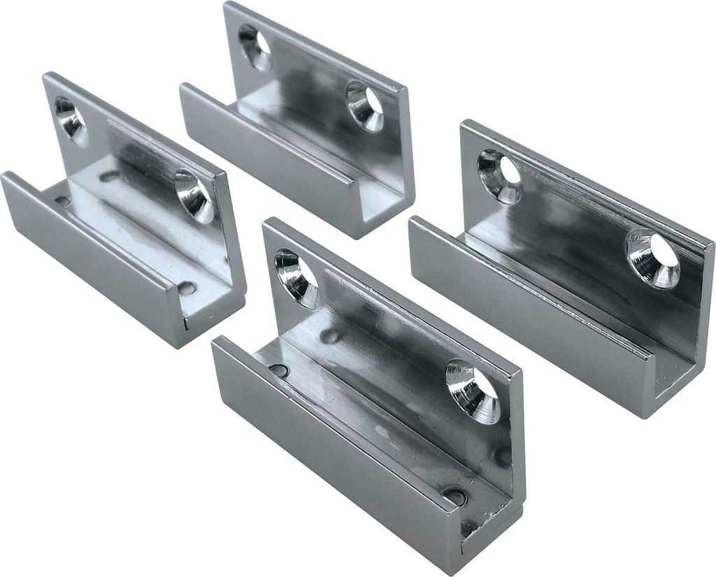 Spiegelhalter Glashalter Breite 40 mm mit Schrauben, Messing verchromt 4 Stück