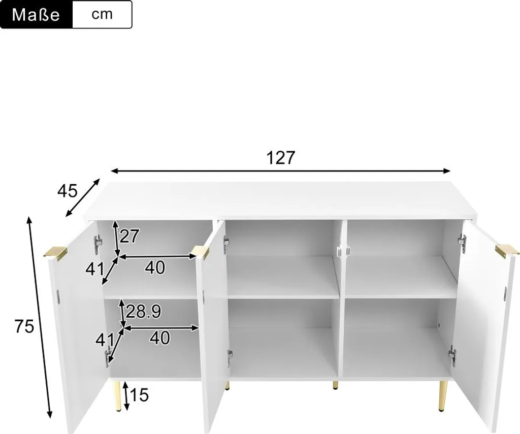 Buffet blanc 127cm : Rangez tout avec style grâce à ses 6 compartiments