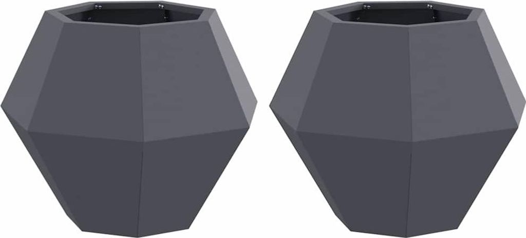 Pflanzkübel 2 pcs Anthrazit 50 x 50 x 40 cm Stahl