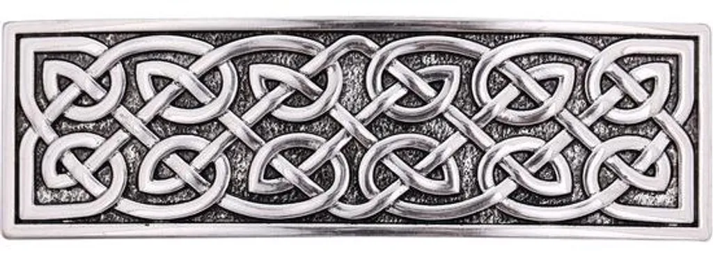 Grande barrette argentée pour chignon et coiffure de fête motif celte