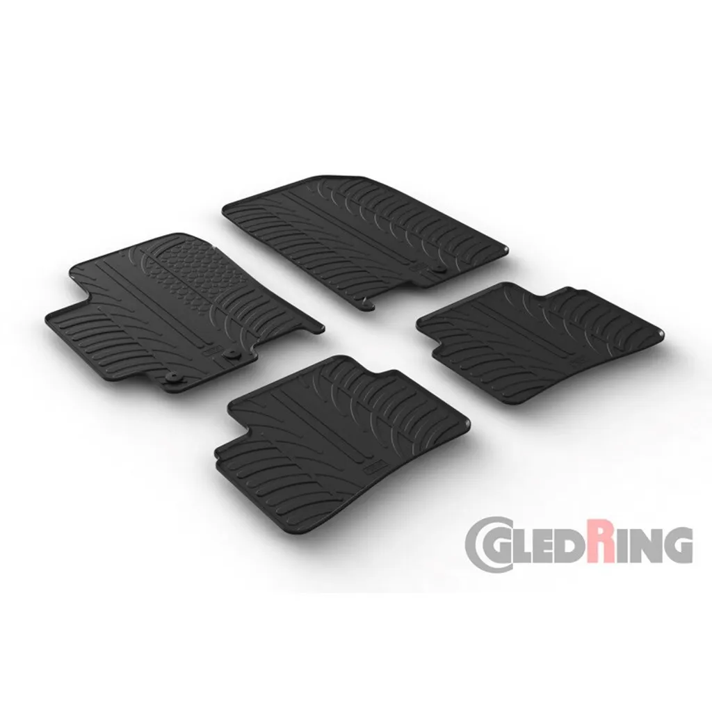 Jeu de tapis de sol voiture caoutchouc noir - Set complet 4 pièces