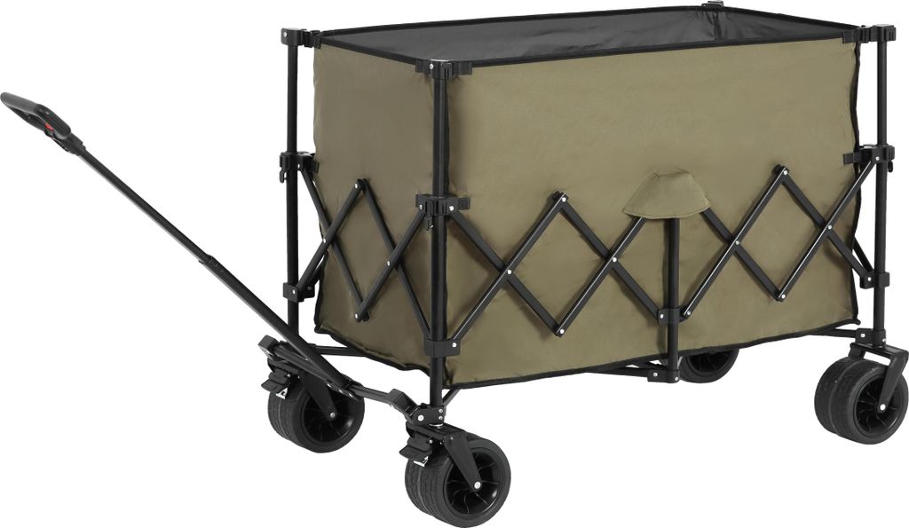 STILVORA Bollerwagen zusammenklappbarer mit großen All-Terrain-Strandrädern und Getränkehaltern,faltbarer Gartenwagen,300-Liter-Strandwagen,Grün