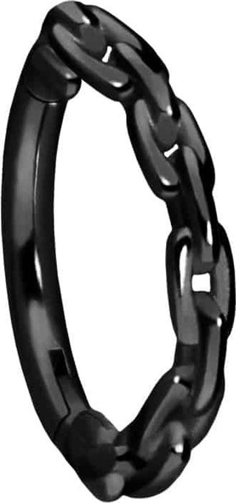 Ohrpiercing, Nasenpiercing, Septum Piercing Chirurgenstahl Segmentring Clicker KETTEN-DESIGN Schwarz Innendurchmesser: 10mm + Stabstärke: 1,2mm
