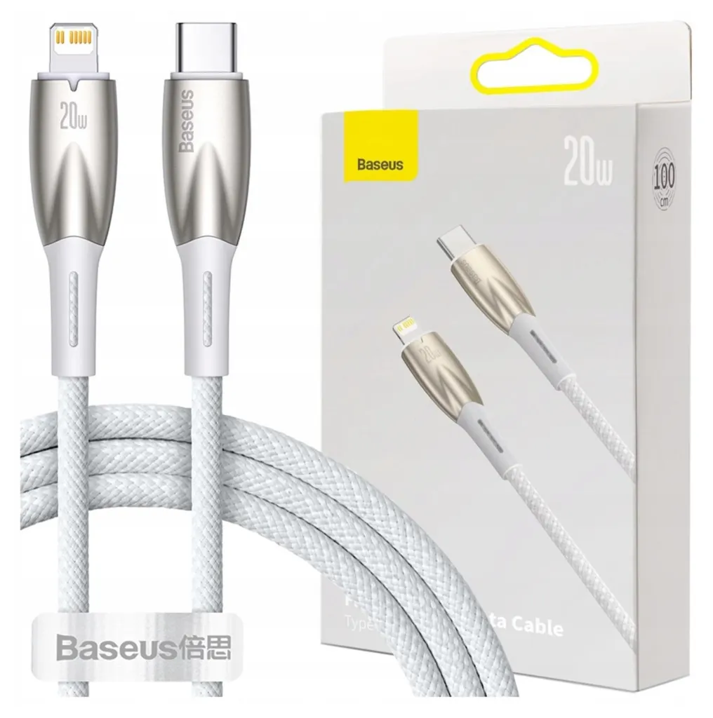 Cavo USB-C to Lightning Baseus Glimmer 20W 1M Bianco | Ricarica Rapida PD