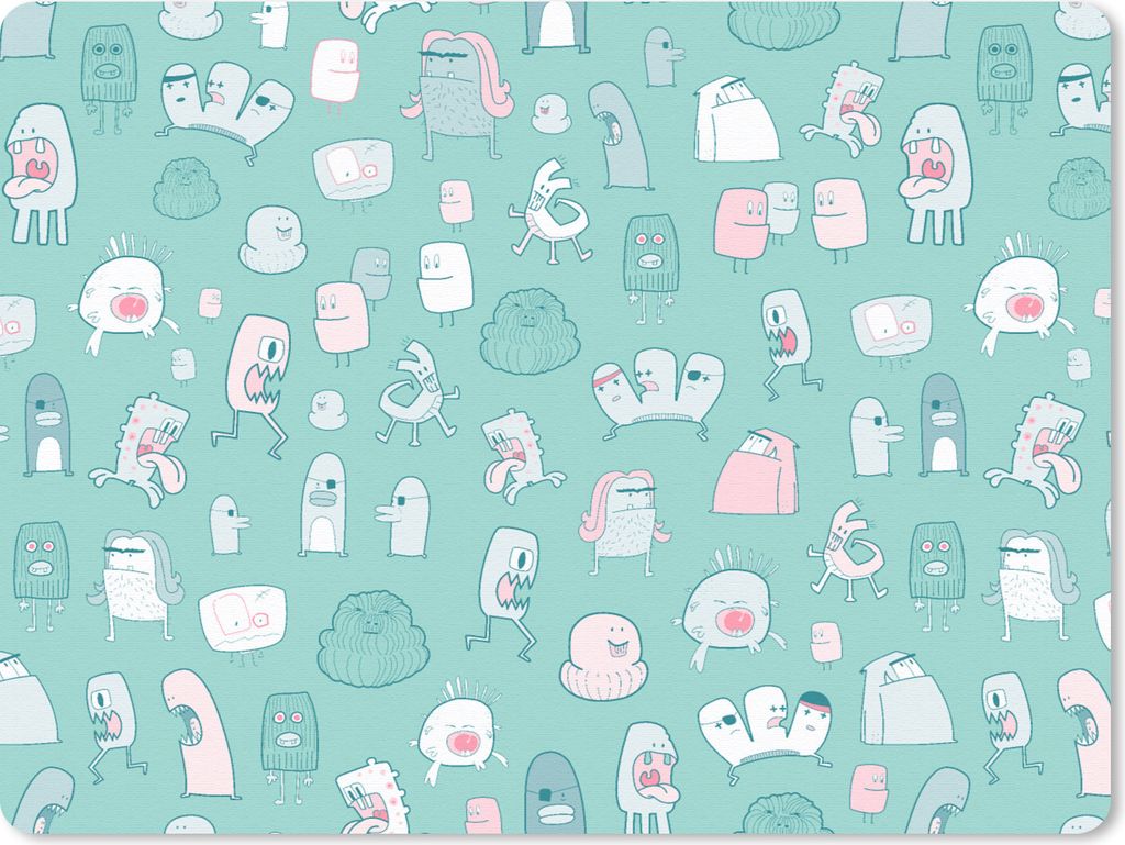 MuchoWow Mauspad Mousepad Monster - Muster - Pastell 23x19 cm - Mousepads - Maus Mat - Pad - Mausunterlage - Schreibtischunterlage - Mauspad
