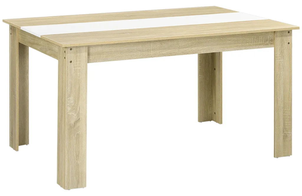 Table à manger robuste 140x90 cm bois et blanc facile à entretenir
